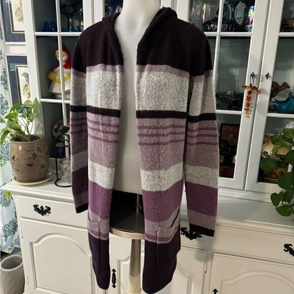 Hannah Cardigan Long Hooded Striped Size Small - Picture 3 of 8
